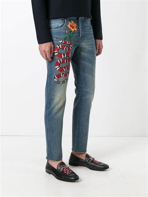 gucci embroidered jeans|gucci embroidered jeans men.